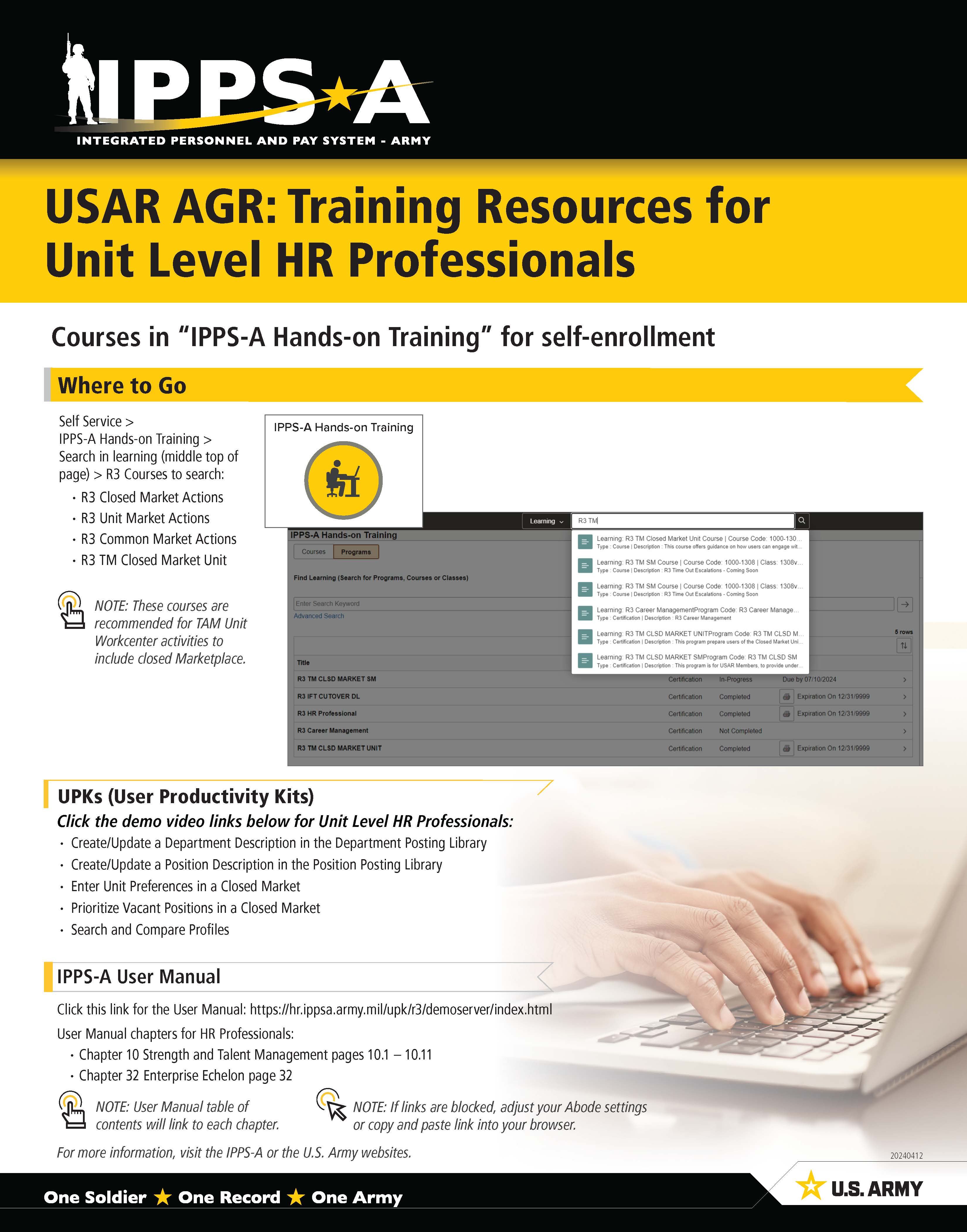 Link to USAR AGR: Training Resource for Unit-Level HR Pros